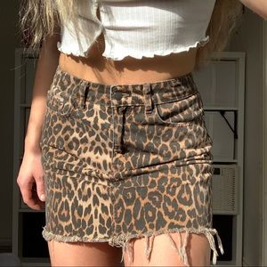 ZARA Leopard Print Jean Skirt